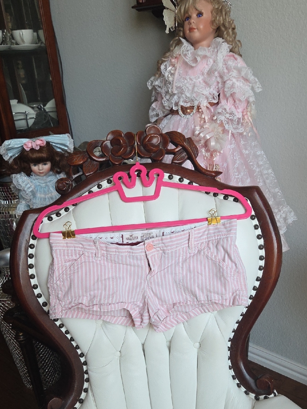 Vintage Y2k Hollister Pink and White Striped  Cotton Shorts